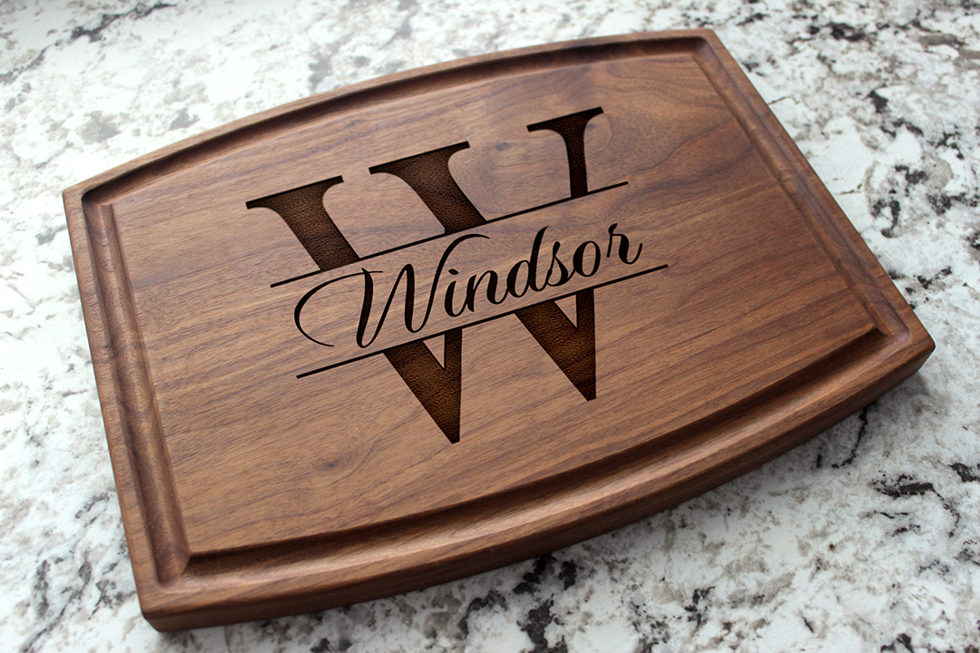 Personalized, Engraved Cutting Board with Minimalist Monogram Design for Wedding or Anniversary Gift #004 - Image 9