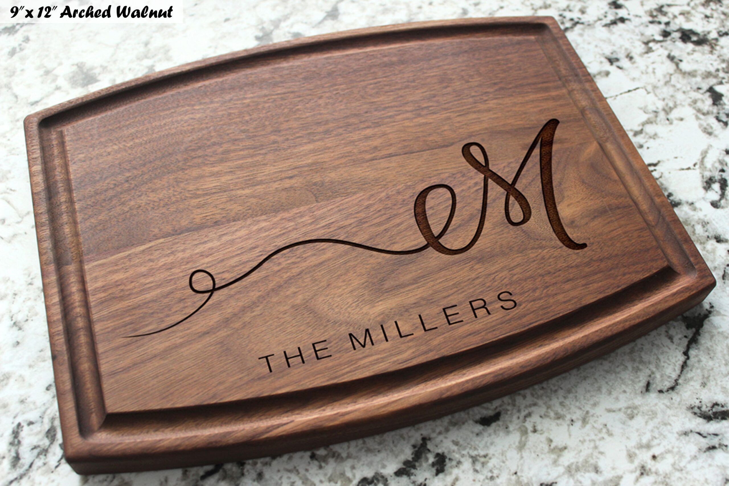 Personalized, Engraved Cutting Board with Minimalist Initial Monogram Design for Housewarming or Wedding #080 - Image 9