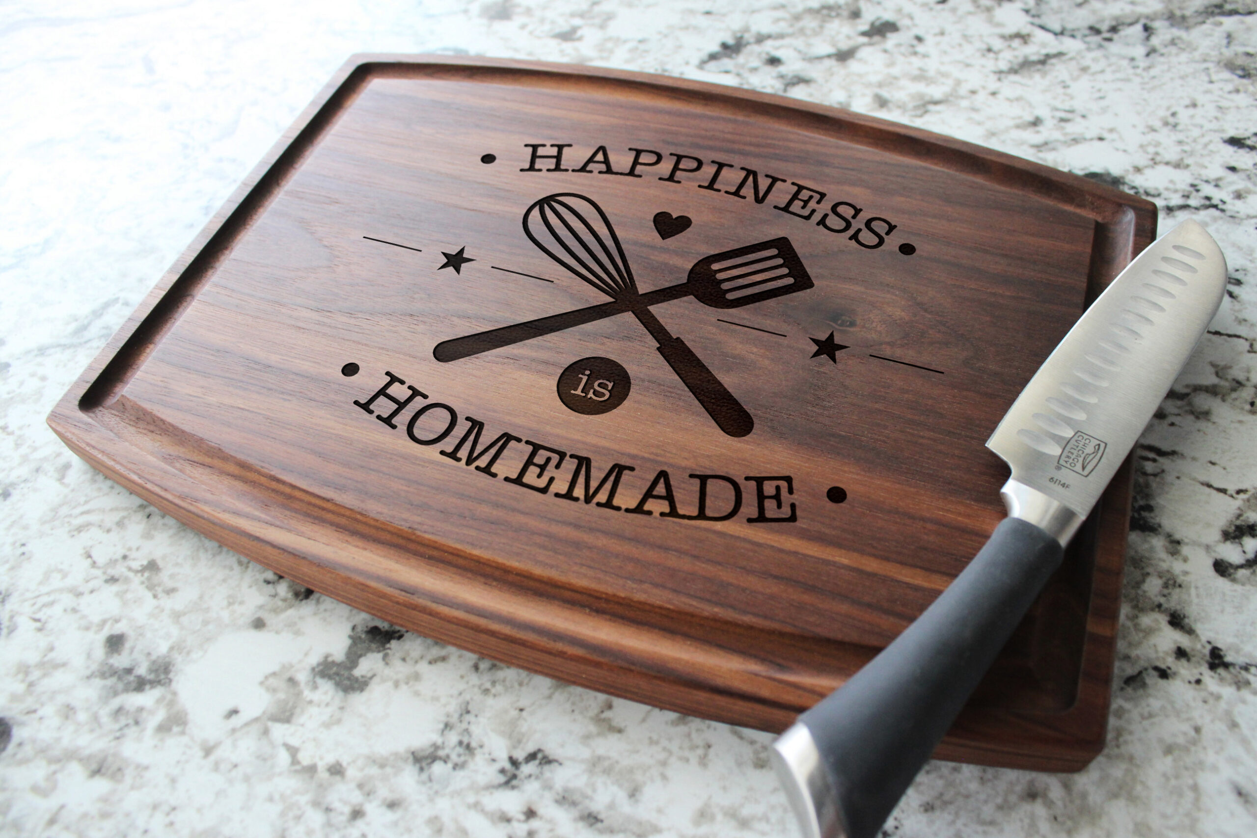 Personalized, Engraved Cutting Board with Happiness is Homemade Design for Housewarming or Birthday Gift #084 - Image 2