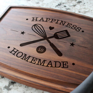 Personalized, Engraved Cutting Board with Happiness is Homemade Design for Housewarming or Birthday Gift #084