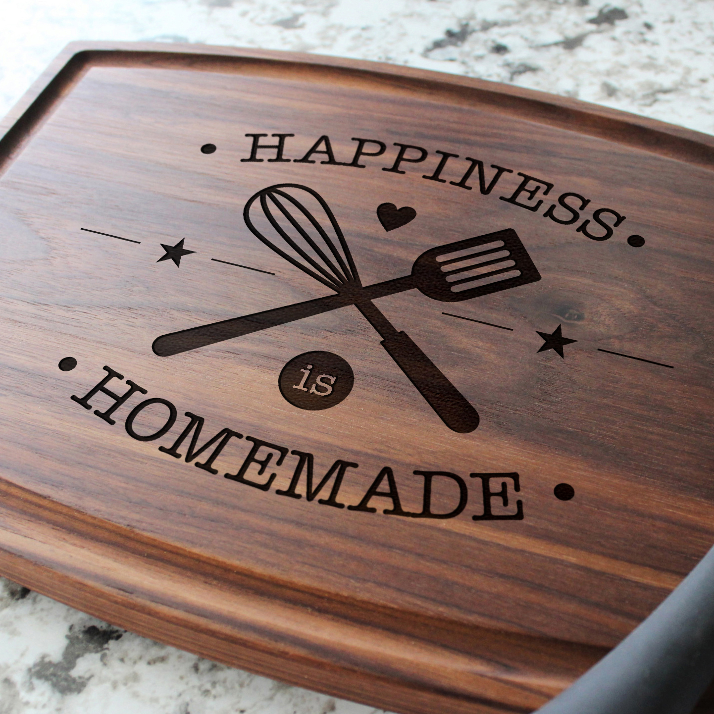 Personalized, Engraved Cutting Board with Happiness is Homemade Design for Housewarming or Birthday Gift #084