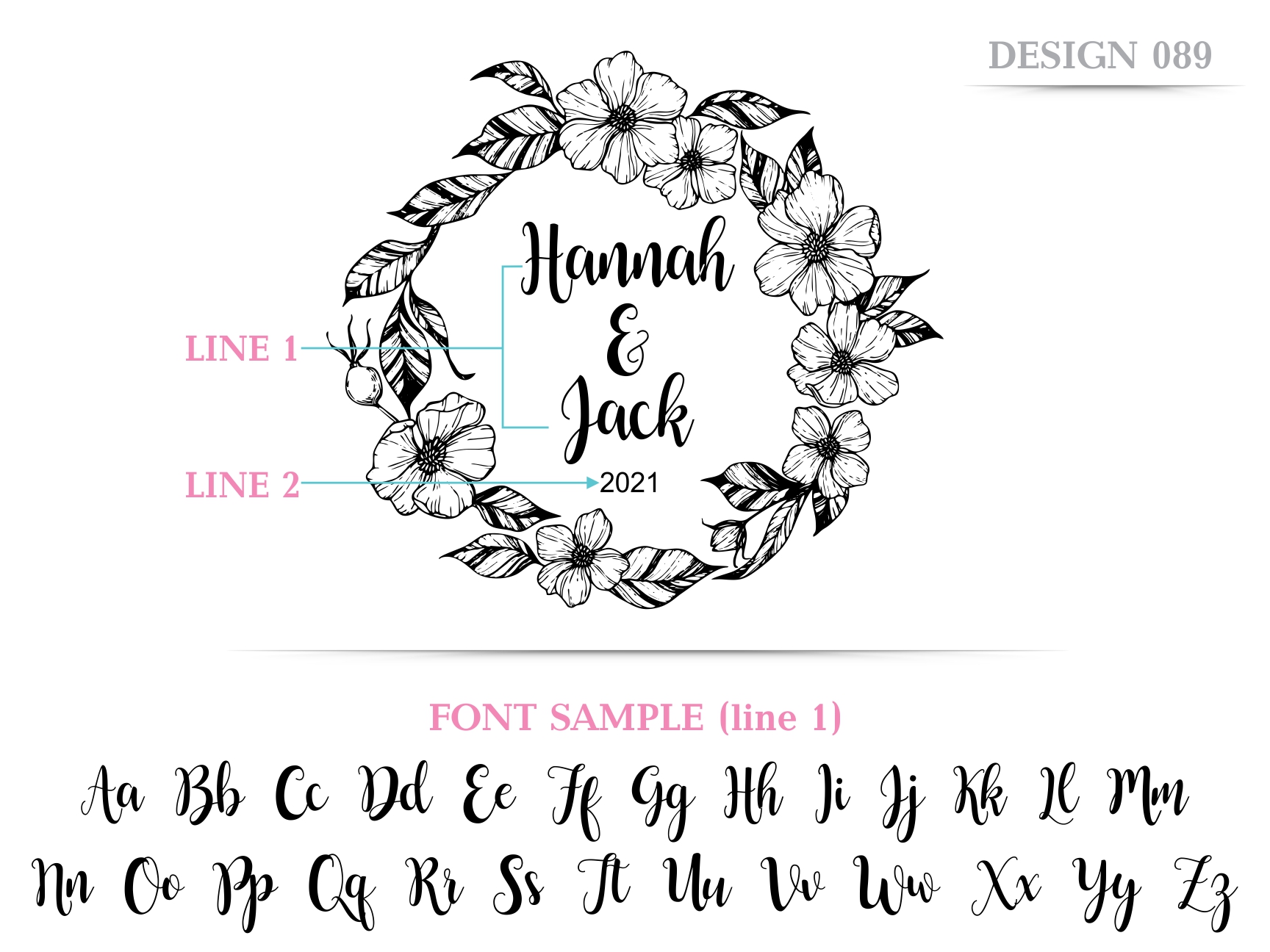 Personalized, Engraved Cutting Board with Cute Flower Wreath Design for Anniversary or Wedding gift #089 - Image 5