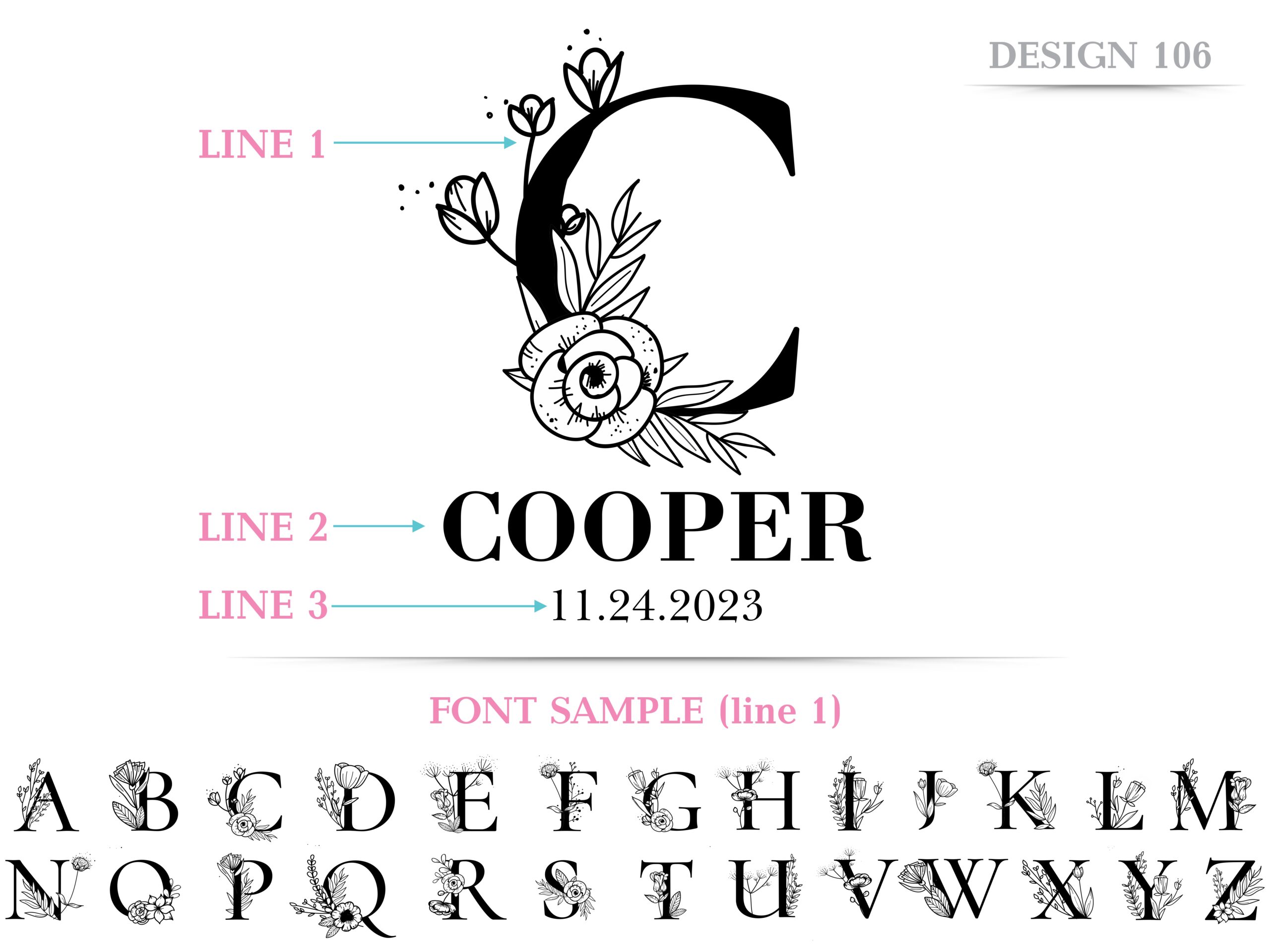 Personalized, Engraved Cutting Board with Flower Monogram Design for Wedding or Anniversary Gift #106 - Image 5