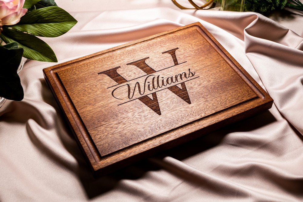 Personalized, Engraved Cutting Board with Minimalist Monogram Design for Wedding or Anniversary Gift #004 - Image 2