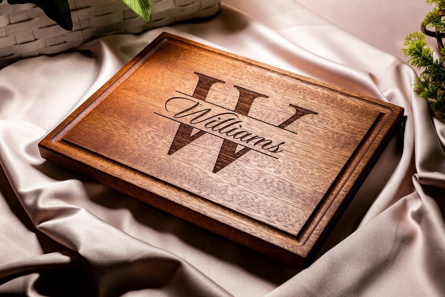 Personalized, Engraved Cutting Board with Minimalist Monogram Design for Wedding or Anniversary Gift #004 - Image 4