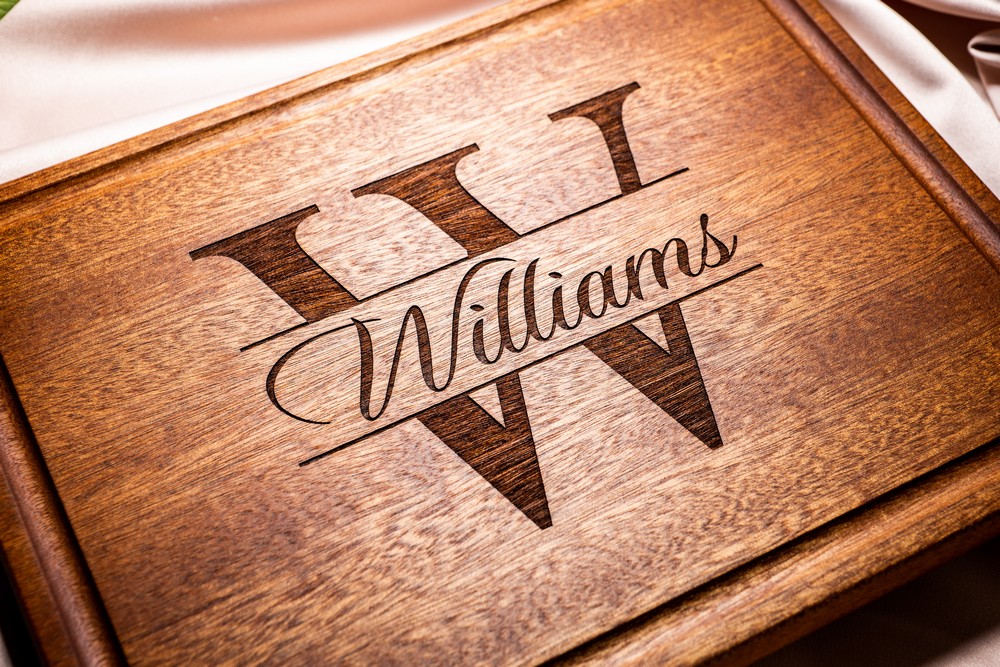 Personalized, Engraved Cutting Board with Minimalist Monogram Design for Wedding or Anniversary Gift #004 - Image 8