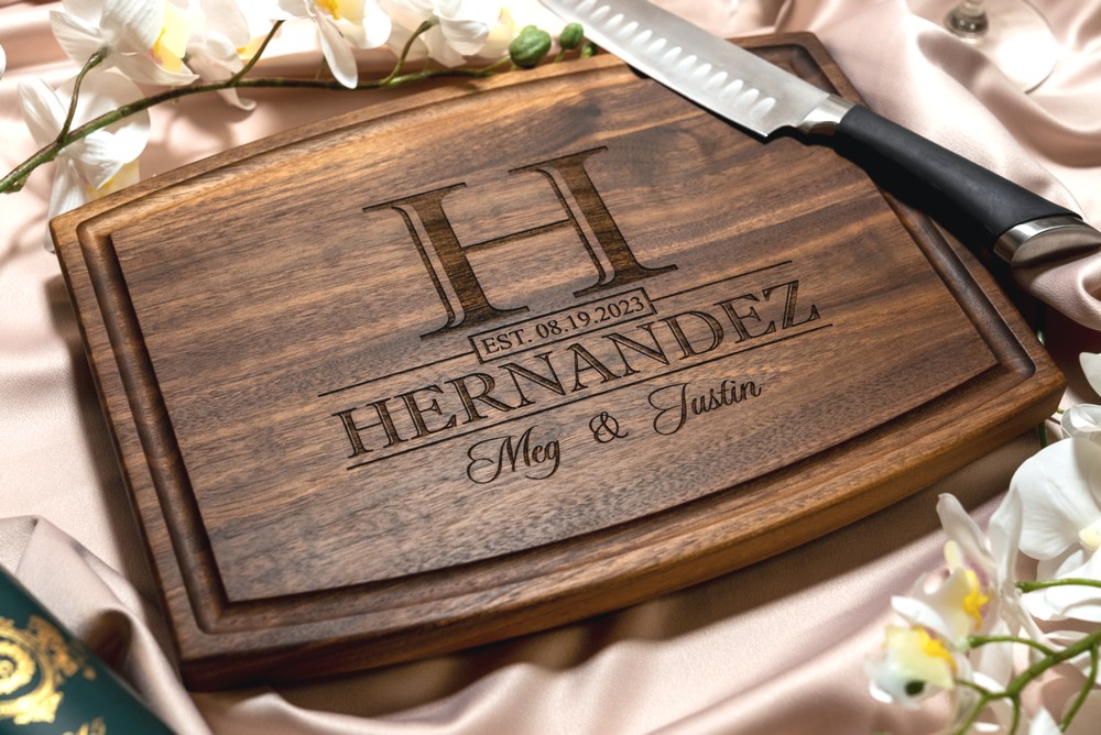 Personalized, Engraved Cutting Board with Classic Monogram Design for Wedding or Anniversary Gifts #015 - Image 10