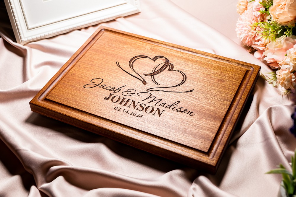 Personalized, Engraved Cutting Board with Romantic Heart Design for Wedding or Engagement Gift #027 - Image 8
