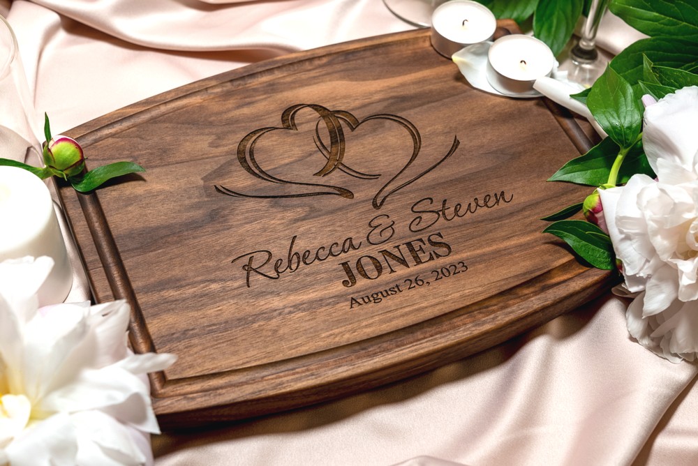 Personalized, Engraved Cutting Board with Romantic Heart Design for Wedding or Engagement Gift #027 - Image 9
