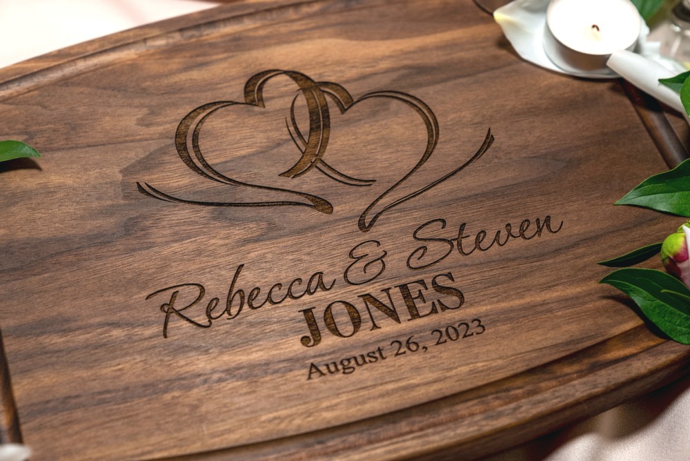 Personalized, Engraved Cutting Board with Romantic Heart Design for Wedding or Engagement Gift #027 - Image 10