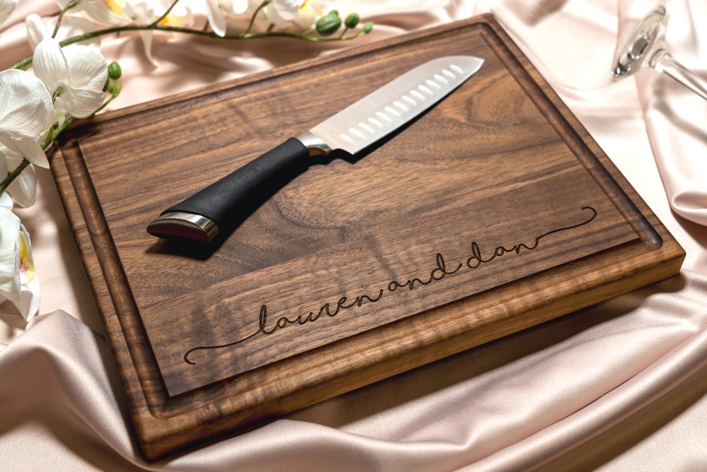 Personalized, Engraved Cutting Board with Minimalist Handwriting Design for Housewarming or Wedding #074 - Image 2