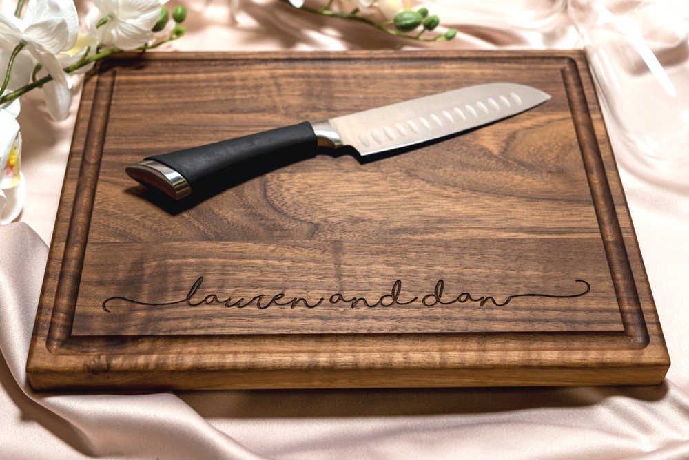 Personalized, Engraved Cutting Board with Minimalist Handwriting Design for Housewarming or Wedding #074 - Image 4