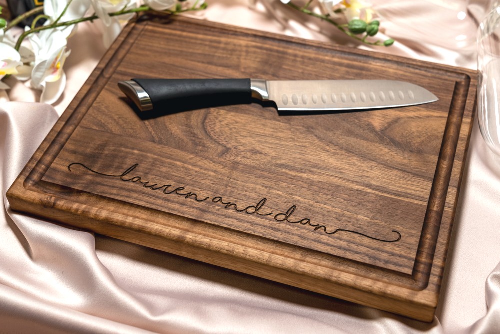 Personalized, Engraved Cutting Board with Minimalist Handwriting Design for Housewarming or Wedding #074 - Image 8