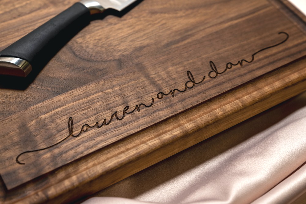 Personalized, Engraved Cutting Board with Minimalist Handwriting Design for Housewarming or Wedding #074 - Image 3