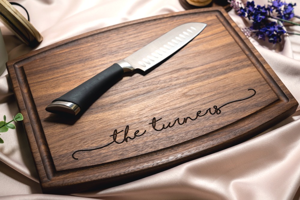 Personalized, Engraved Cutting Board with Minimalist Handwriting Design for Housewarming or Wedding #074 - Image 9