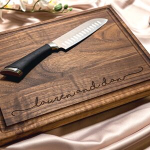 Personalized, Engraved Cutting Board with Minimalist Handwriting Design for Housewarming or Wedding #074