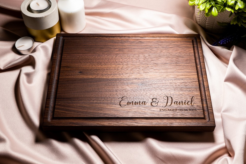 Personalized, Engraved Cutting Board with Minimalist Cursive Design for Housewarming or Wedding Gift #082 - Image 4