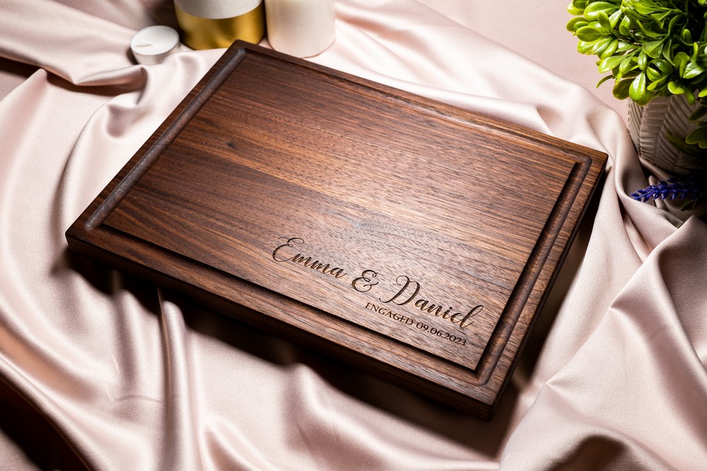 Personalized, Engraved Cutting Board with Minimalist Cursive Design for Housewarming or Wedding Gift #082 - Image 2