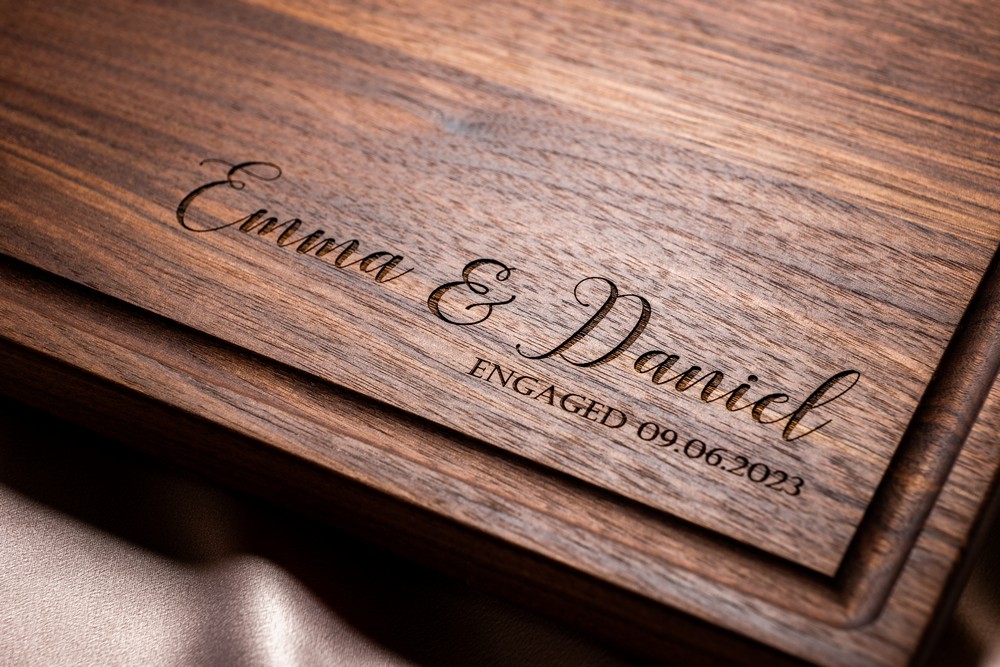Personalized, Engraved Cutting Board with Minimalist Cursive Design for Housewarming or Wedding Gift #082 - Image 3