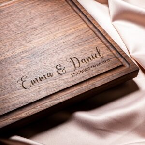 Personalized, Engraved Cutting Board with Minimalist Cursive Design for Housewarming or Wedding Gift #082