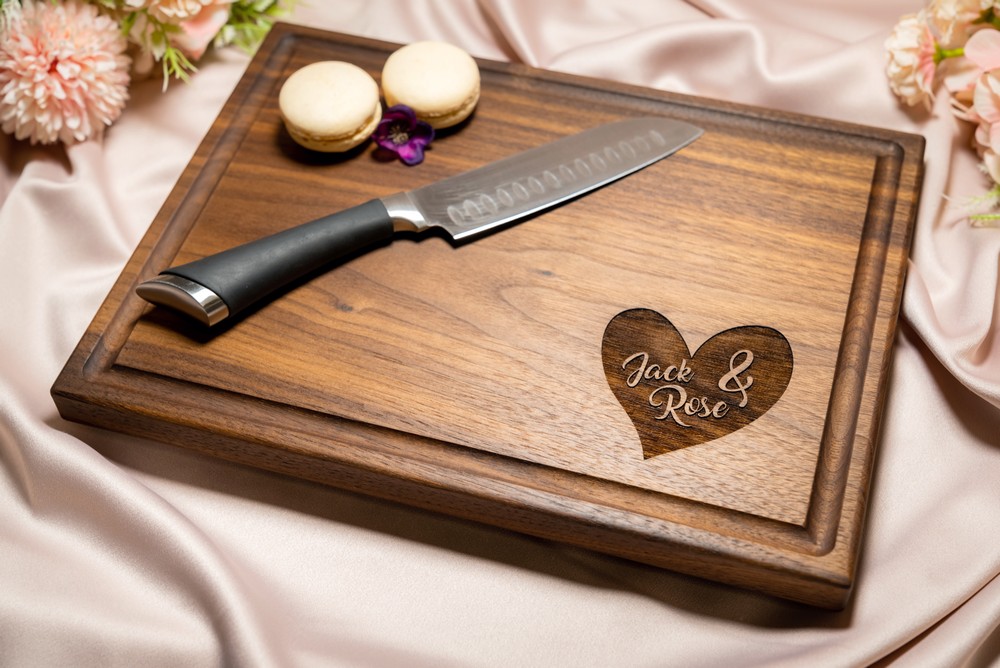 Personalized, Engraved Cutting Board with Heart and Couples Names Design for Anniversary or Engagement #085 - Image 8