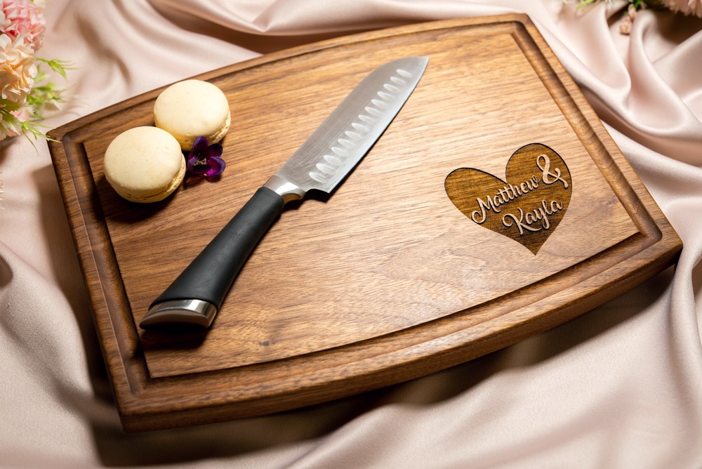 Personalized, Engraved Cutting Board with Heart and Couples Names Design for Anniversary or Engagement #085 - Image 9