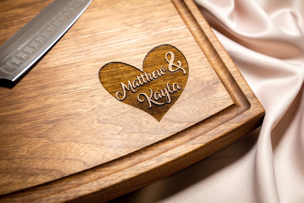 Personalized, Engraved Cutting Board with Heart and Couples Names Design for Anniversary or Engagement #085 - Image 10