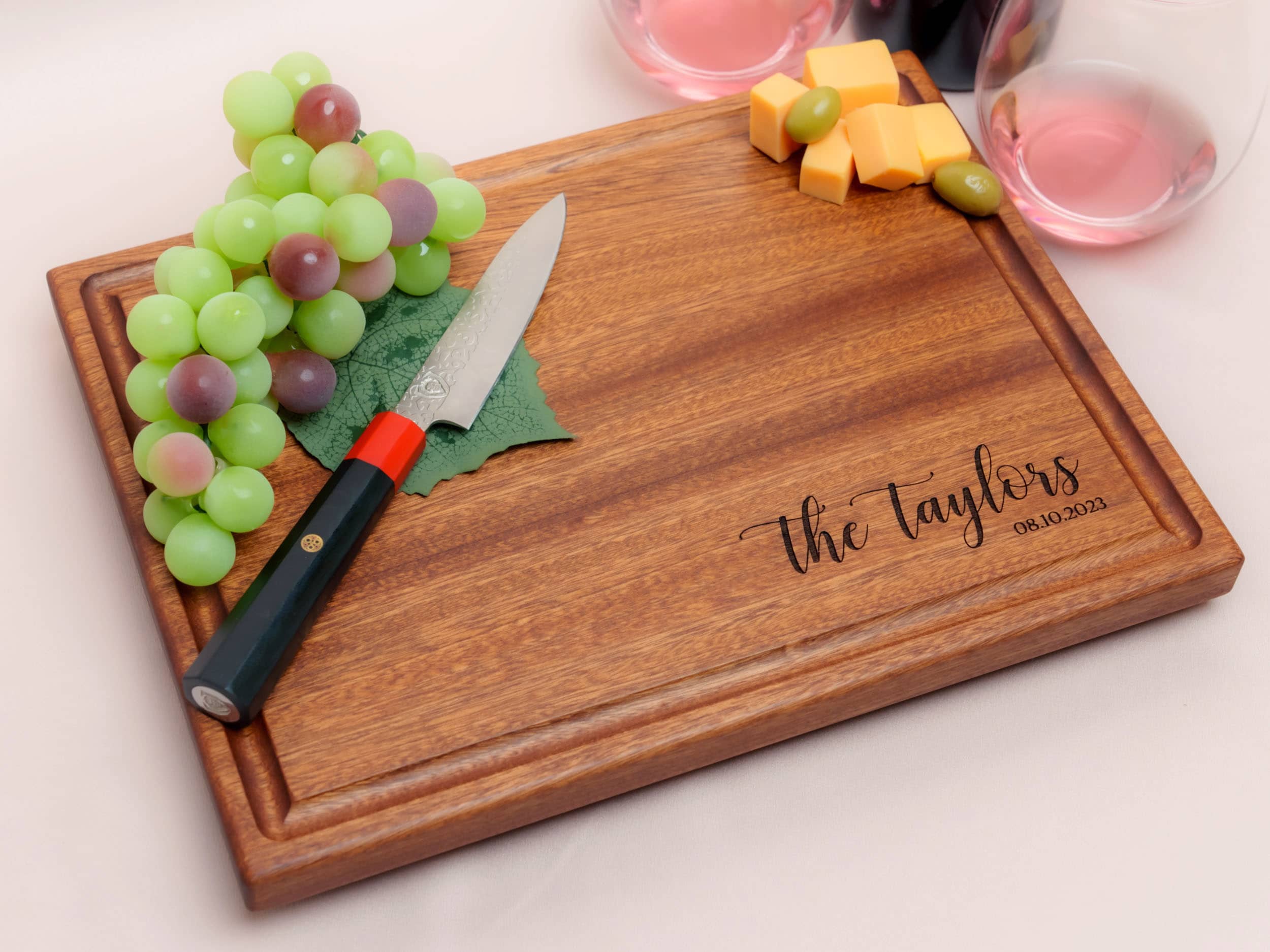 Personalized, Engraved Cutting Board with Minimalist Cursive Design for Housewarming or Wedding Gift #082 - Image 8