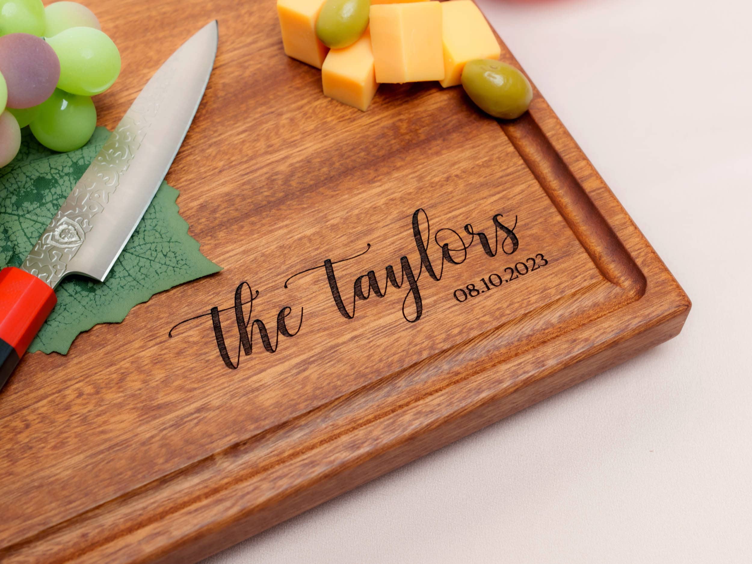 Personalized, Engraved Cutting Board with Minimalist Cursive Design for Housewarming or Wedding Gift #082 - Image 9