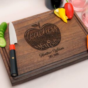 Personalized, Engraved Cutting Board with Retiring Teacher Design for Tutor or Teacher #100