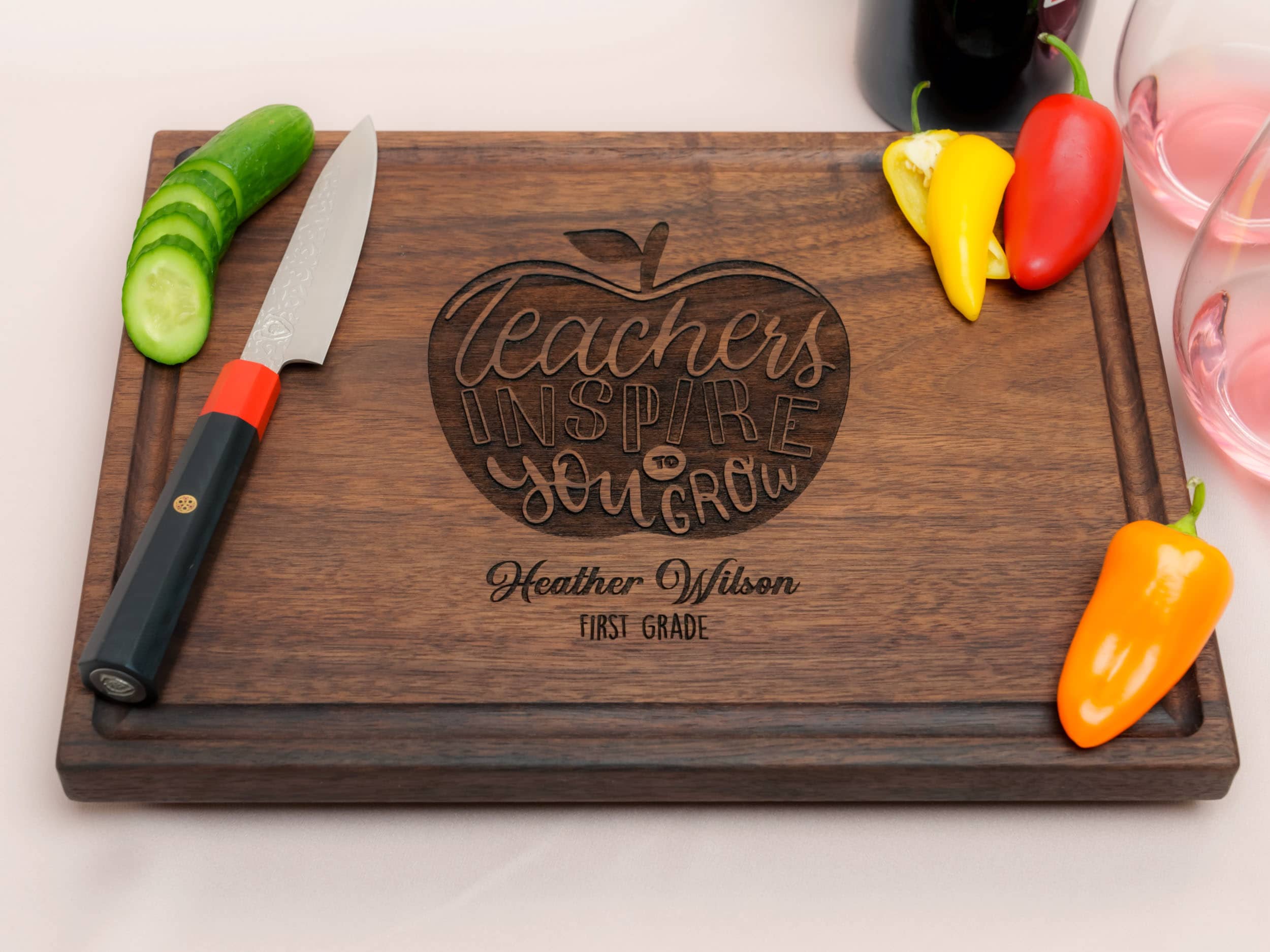 Personalized, Engraved Cutting Board with Retiring Teacher Design for Tutor or Teacher #100 - Image 4