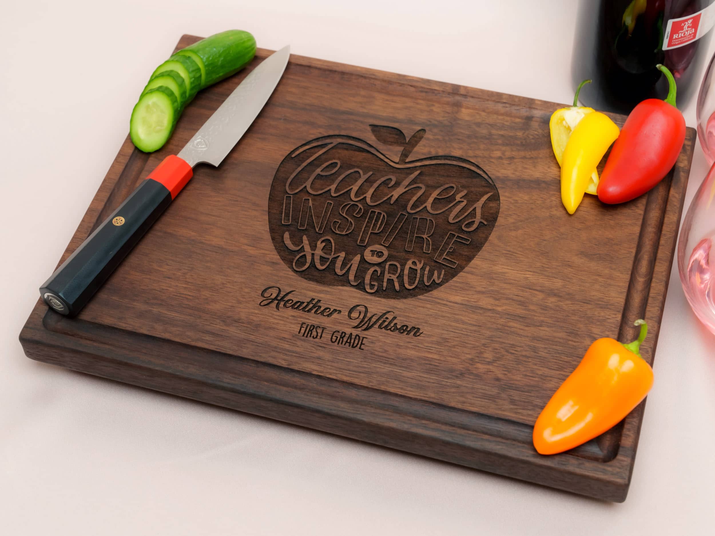 Personalized, Engraved Cutting Board with Retiring Teacher Design for Tutor or Teacher #100 - Image 8
