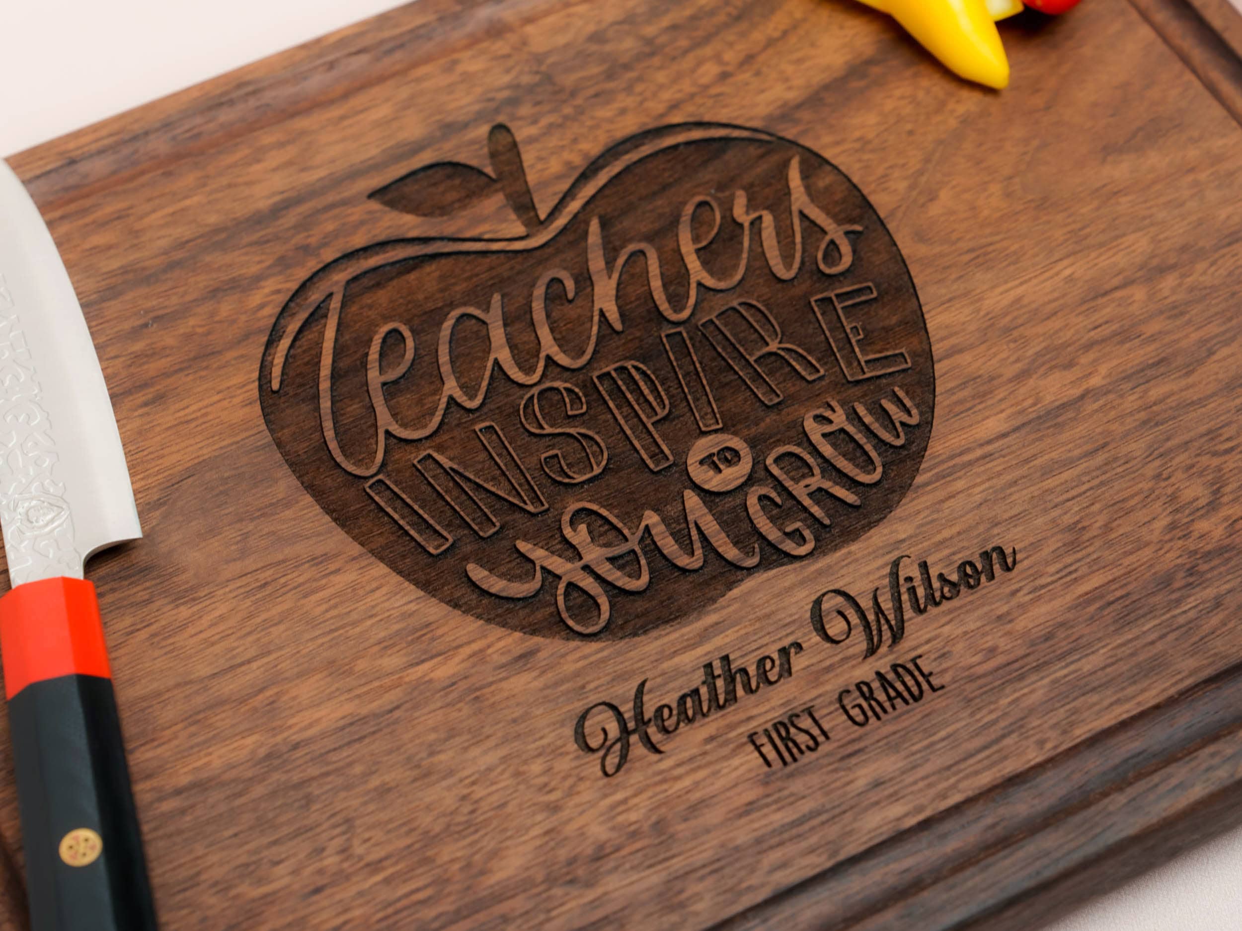 Personalized, Engraved Cutting Board with Retiring Teacher Design for Tutor or Teacher #100 - Image 3
