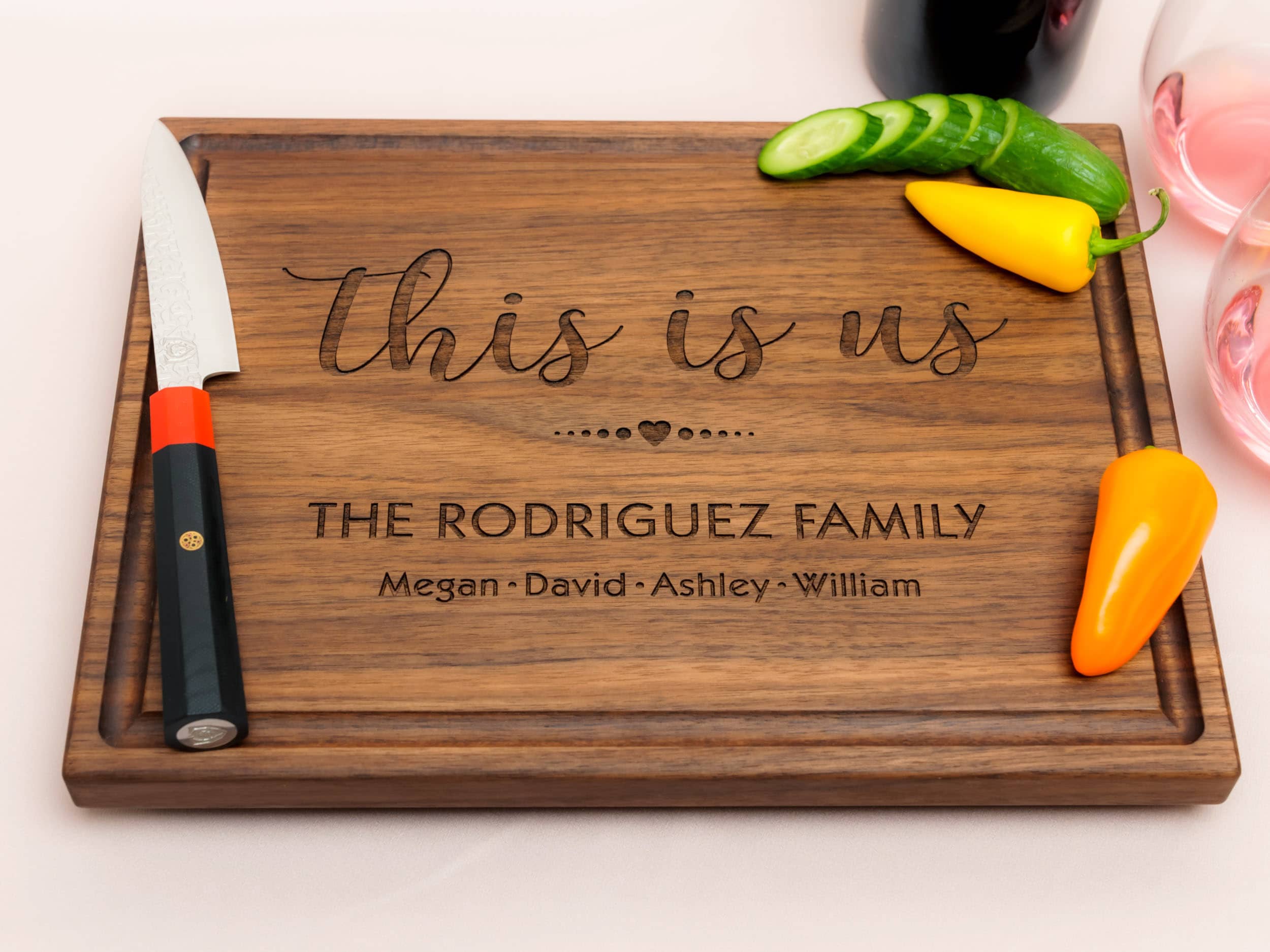 Personalized, Engraved Cutting Board with This is Us Family Design for Housewarming or Birthday #101 - Image 4