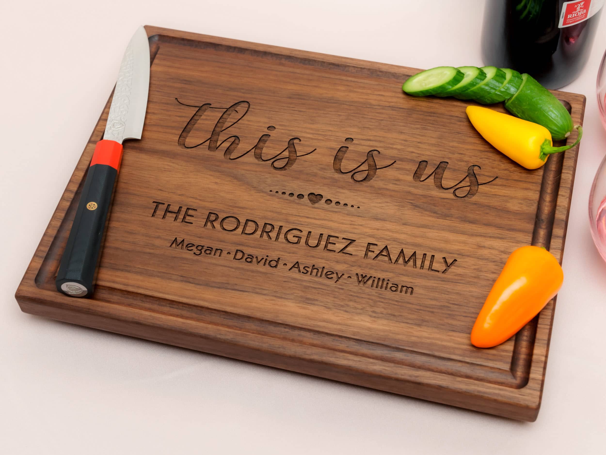 Personalized, Engraved Cutting Board with This is Us Family Design for Housewarming or Birthday #101 - Image 8