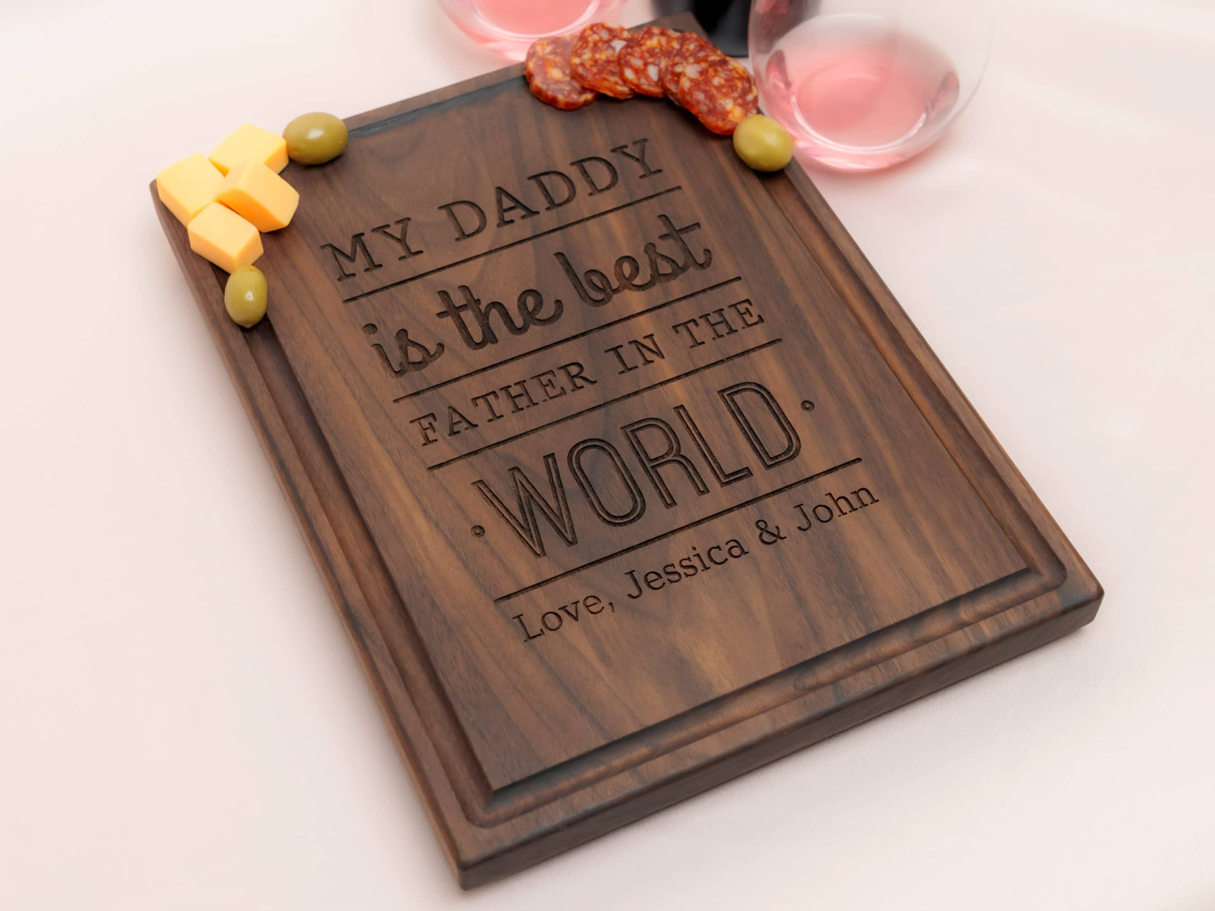 Personalized, Engraved Cutting Board with Best Daddy Design for Father's Day or Anniversary Gift #111 - Image 2