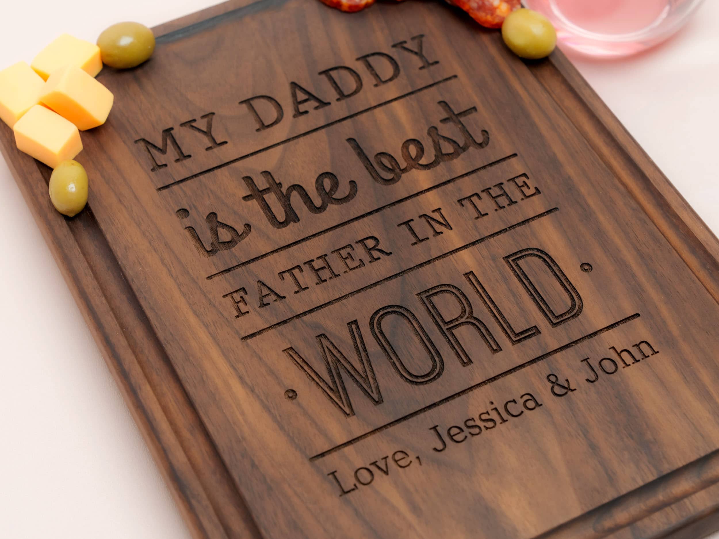 Personalized, Engraved Cutting Board with Best Daddy Design for Father's Day or Anniversary Gift #111 - Image 3