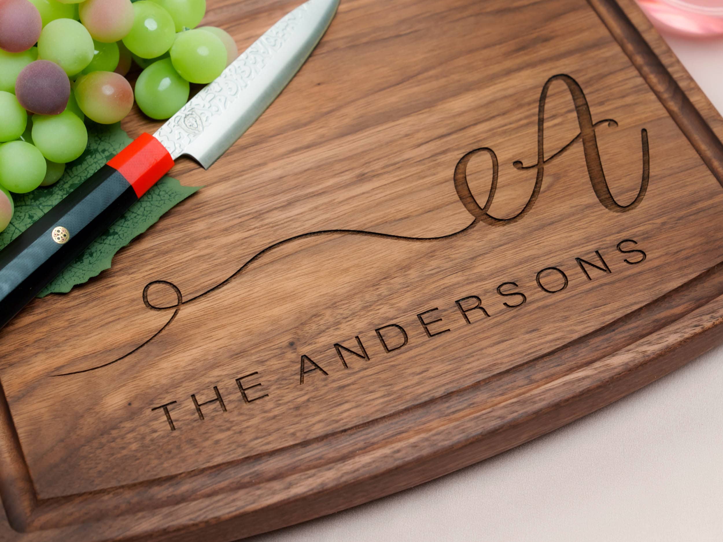 Personalized, Engraved Cutting Board with Minimalist Initial Monogram Design for Housewarming or Wedding #080 - Image 11