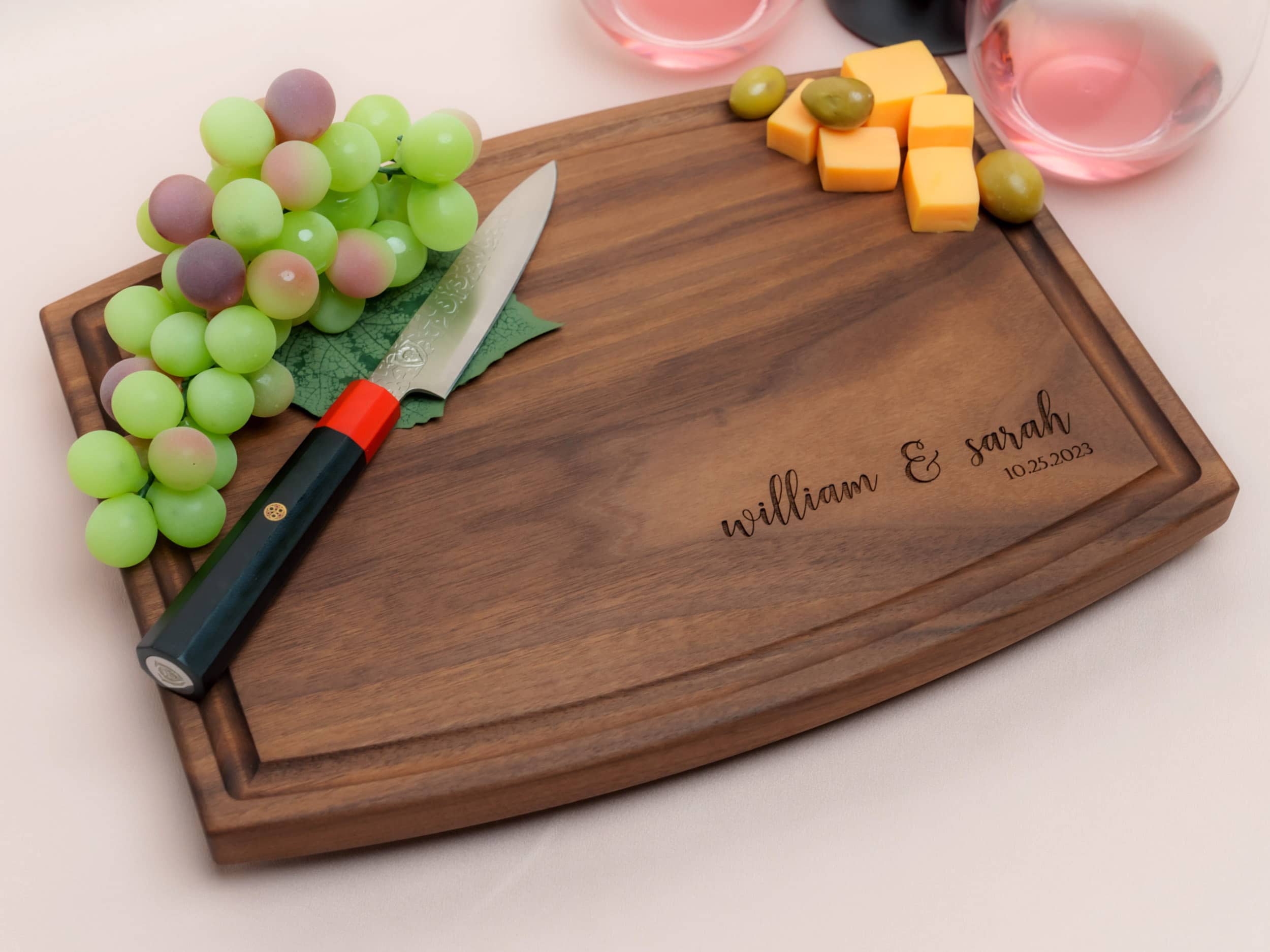 Personalized, Engraved Cutting Board with Minimalist Cursive Design for Housewarming or Wedding Gift #082 - Image 10
